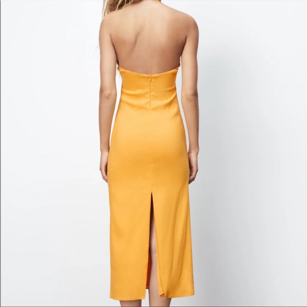 Zara Cut Out Linen Blend Dress - Picture 3 of 4